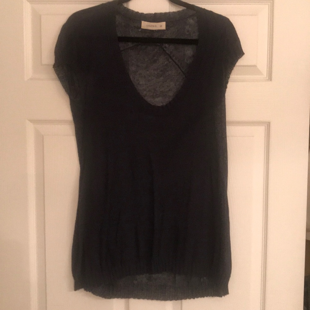 Navy Blue Sheer Top